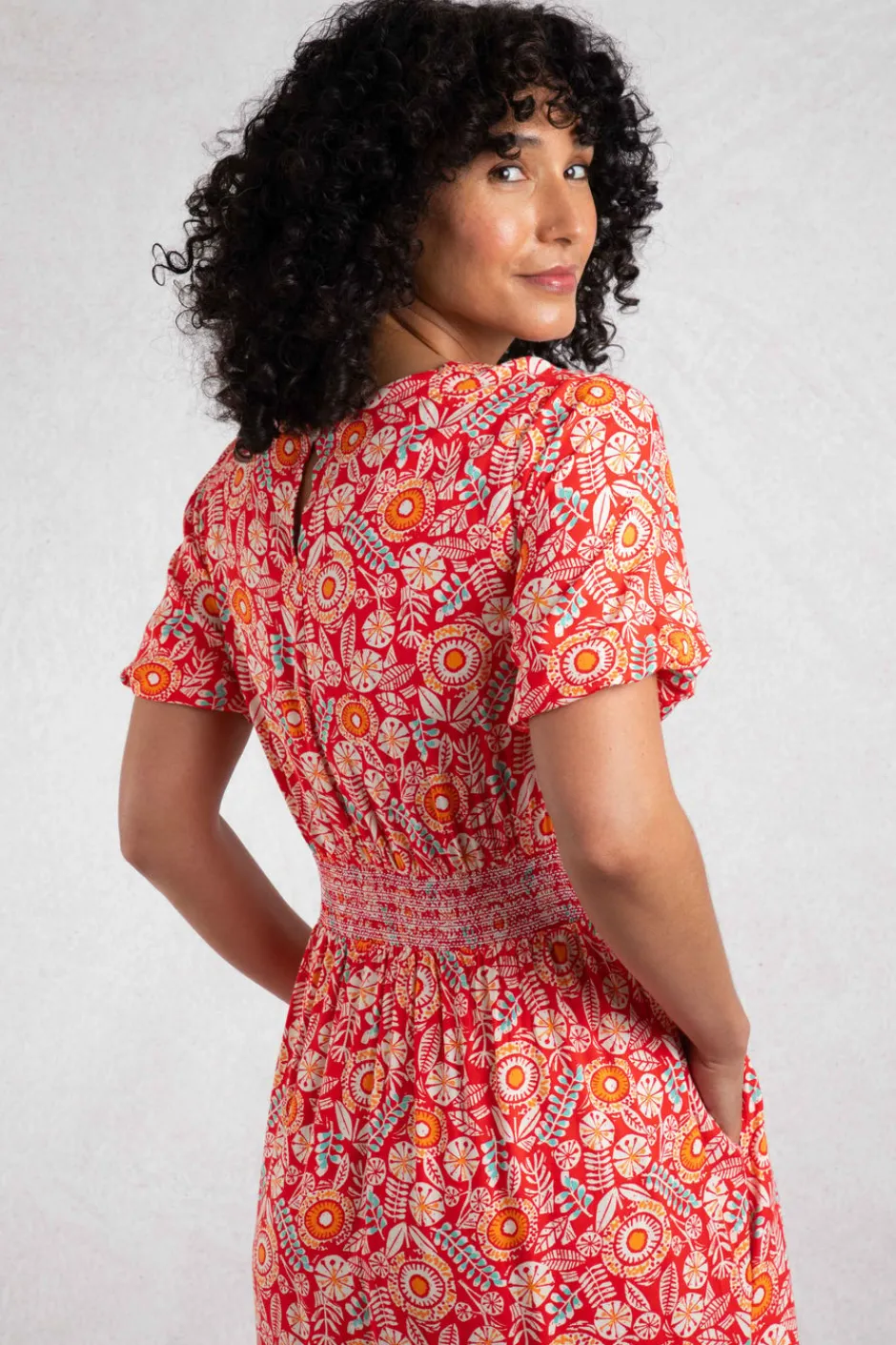 Weird Fish Dresses|Dilsha LivaEco™ Printed Viscose Midi Dress Tango Red