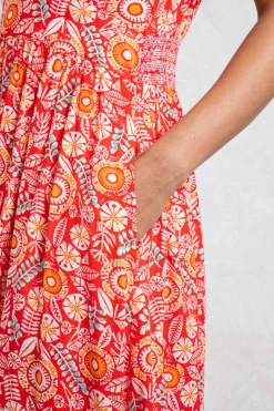 Weird Fish Dresses|Dilsha LivaEco™ Printed Viscose Midi Dress Tango Red