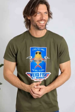 Weird Fish T-Shirts|Diy Warrior Front Print Artist T-Shirt Deep Lichen Green