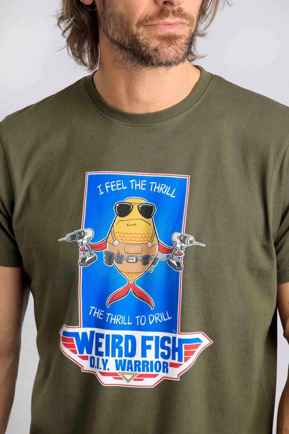 Weird Fish T-Shirts|Diy Warrior Front Print Artist T-Shirt Deep Lichen Green