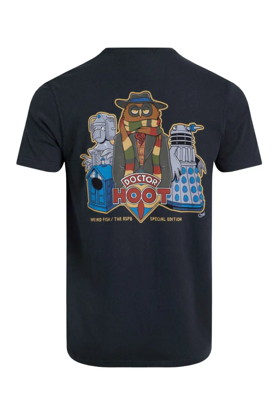 Weird Fish T-Shirts|Doctor Hoot RSPB Charity Back Print Artist T-Shirt Navy