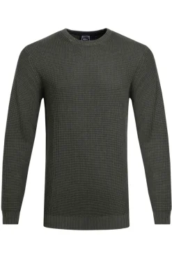 Weird Fish Jumpers & Knitwear|Easton Waffle Crew Neck Jumper Fir Green