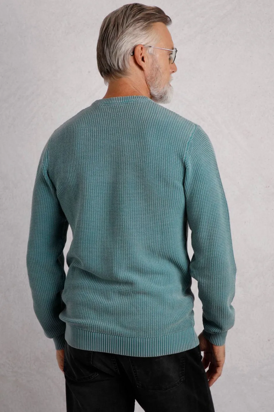 Weird Fish Jumpers & Knitwear|Easton Waffle Crew Neck Jumper Ensign Blue