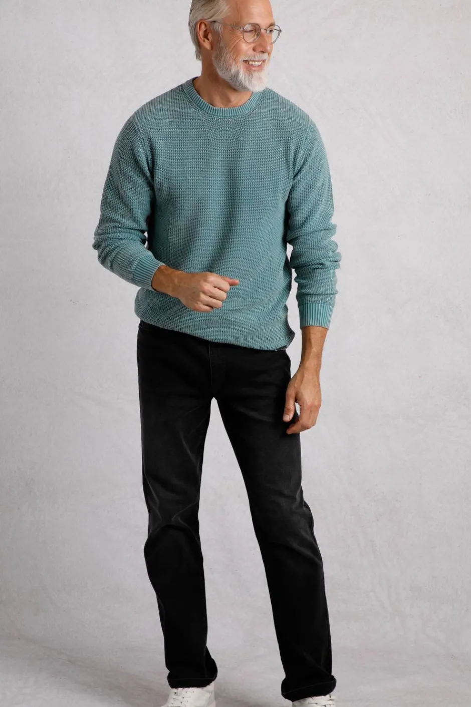 Weird Fish Jumpers & Knitwear|Easton Waffle Crew Neck Jumper Ensign Blue