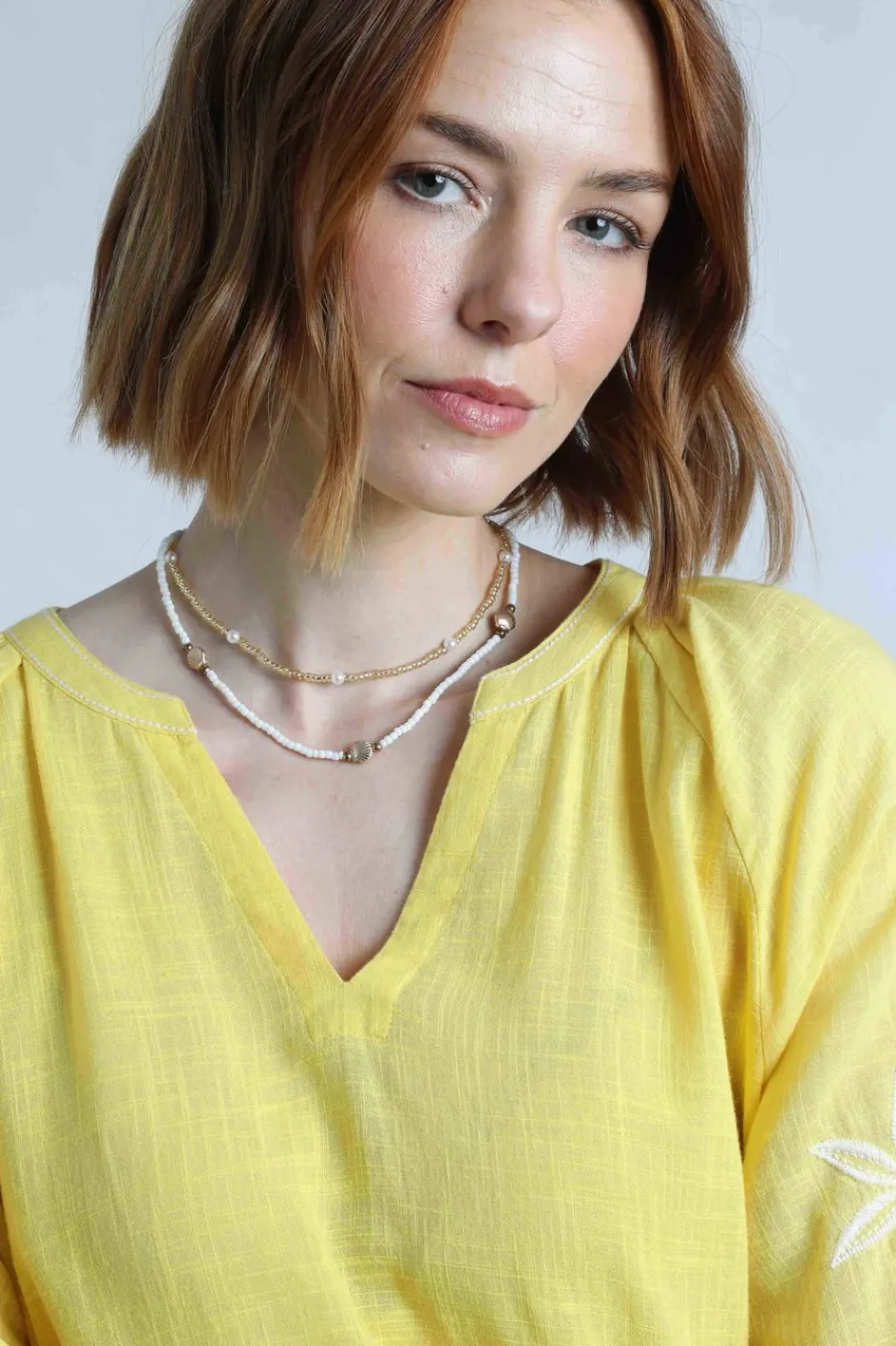 Weird Fish Tunics|Tops & T-Shirts|Emma Embroidered Sleeve Blouse Sunshine Yellow