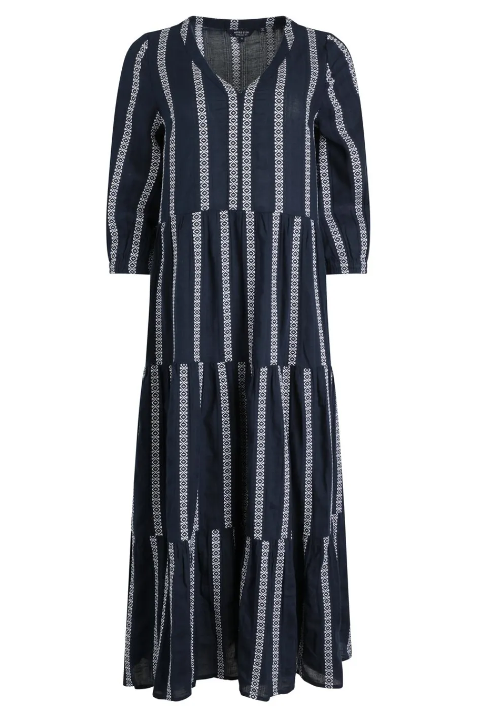 Weird Fish Dresses|Emmy Striped Woven Maxi Dress Navy