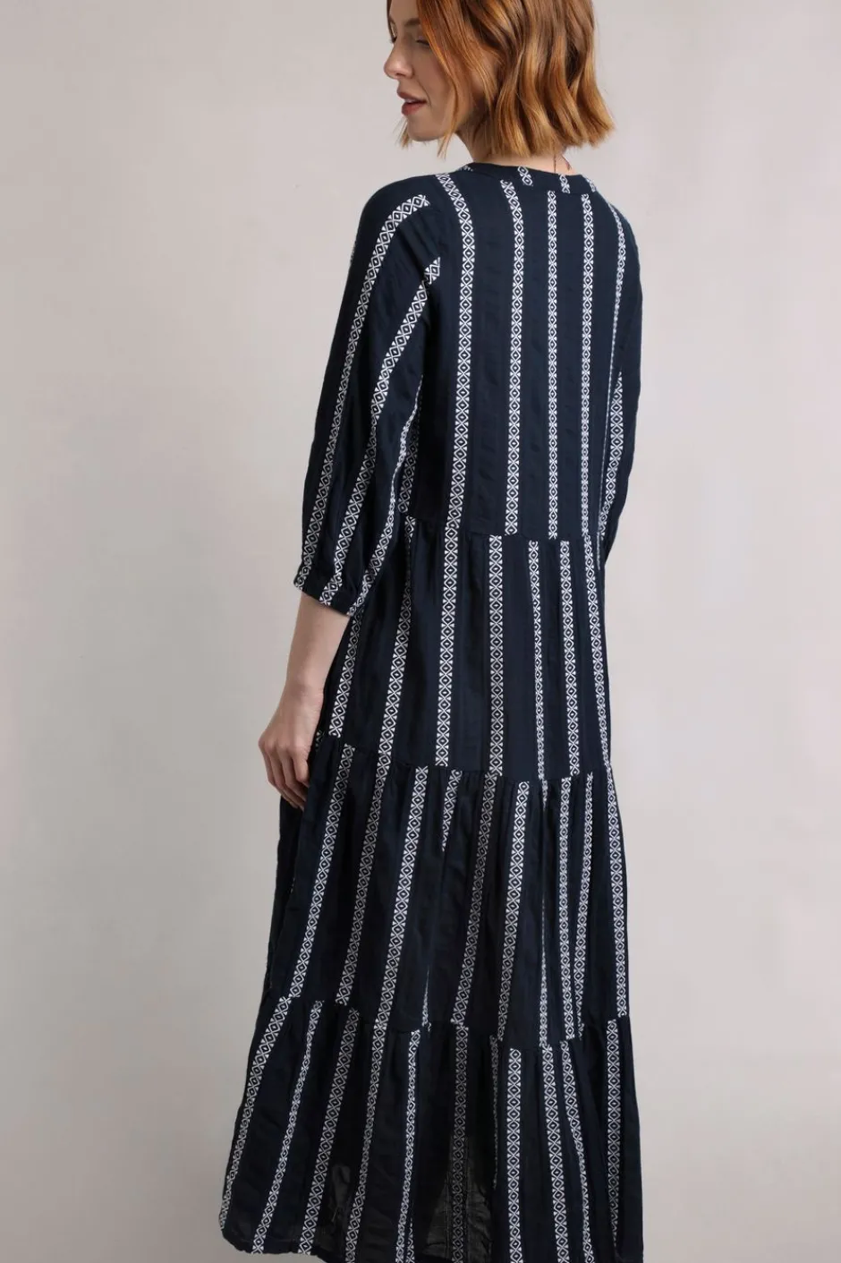Weird Fish Dresses|Emmy Striped Woven Maxi Dress Navy