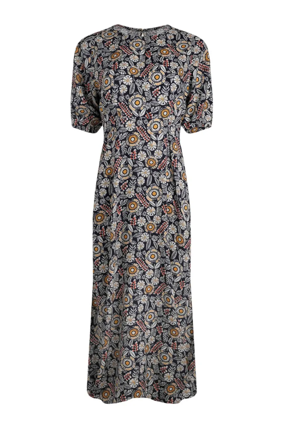 Weird Fish Dresses|Everly LivaEco™ Printed Viscose Dress Navy