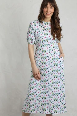 Weird Fish Dresses|Everly LivaEco™ Printed Viscose Dress Washed Blue