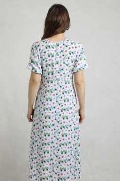 Weird Fish Dresses|Everly LivaEco™ Printed Viscose Dress Washed Blue
