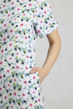 Weird Fish Dresses|Everly LivaEco™ Printed Viscose Dress Washed Blue