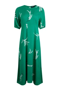 Weird Fish Dresses|Everly LivaEco™ Printed Viscose Dress Evergreen