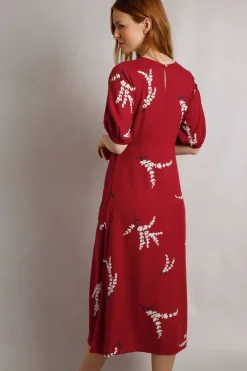 Weird Fish Dresses|Everly LivaEco™ Printed Viscose Dress Red