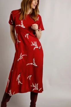 Weird Fish Dresses|Everly LivaEco™ Printed Viscose Dress Red