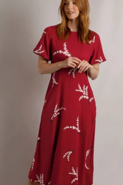 Weird Fish Dresses|Everly LivaEco™ Printed Viscose Dress Red