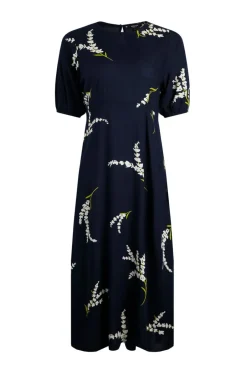 Weird Fish Dresses|Everly LivaEco™ Printed Viscose Dress Rich Navy
