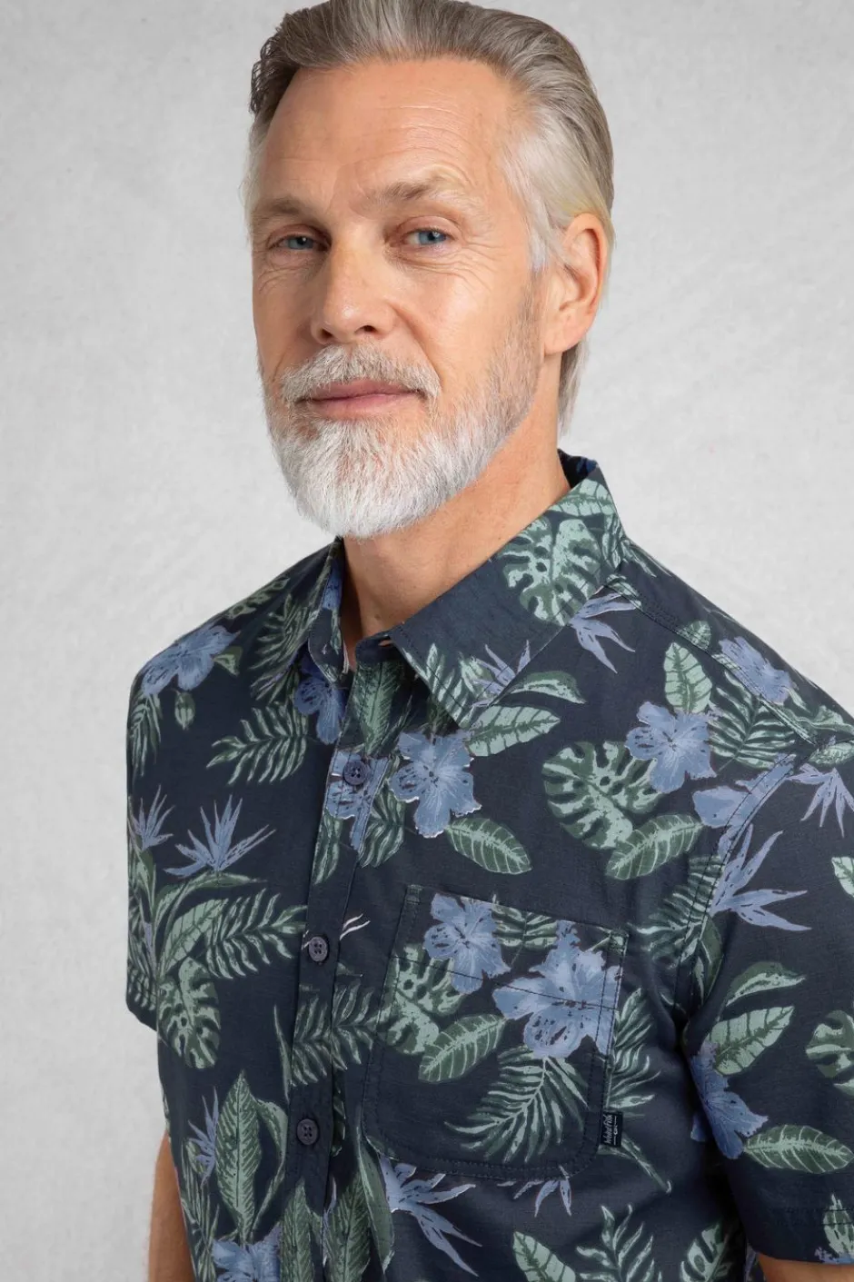Weird Fish Shirts|Faraway Organic Cotton Printed Shirt Navy