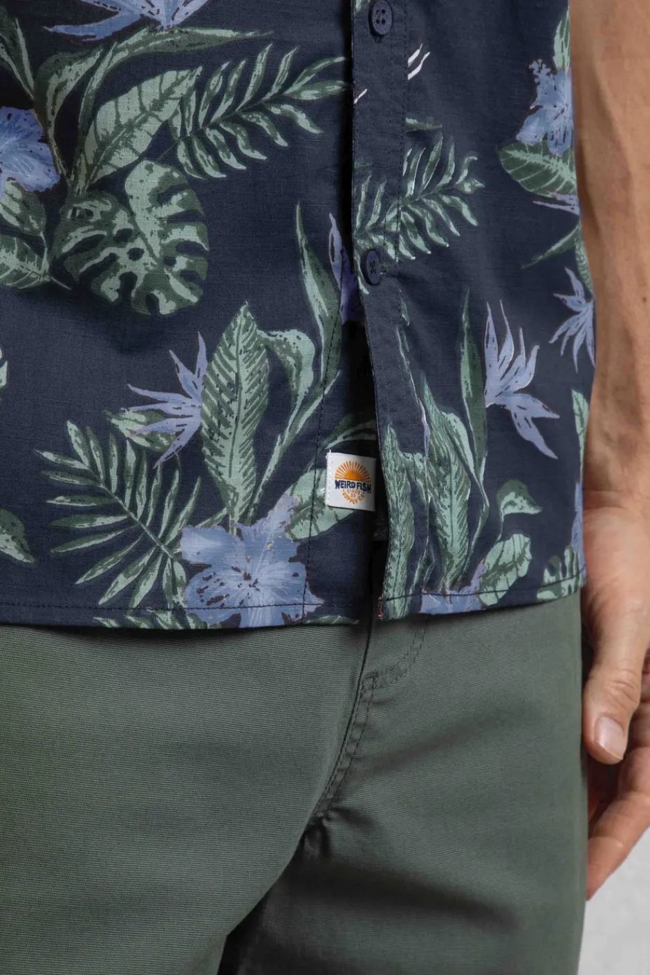 Weird Fish Shirts|Faraway Organic Cotton Printed Shirt Navy