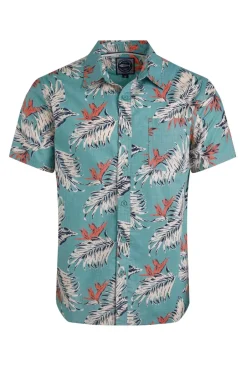 Weird Fish Shirts|Faraway Organic Cotton Printed Shirt Mineral Blue