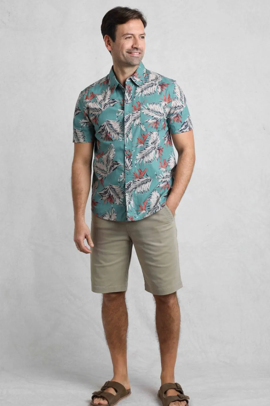 Weird Fish Shirts|Faraway Organic Cotton Printed Shirt Mineral Blue