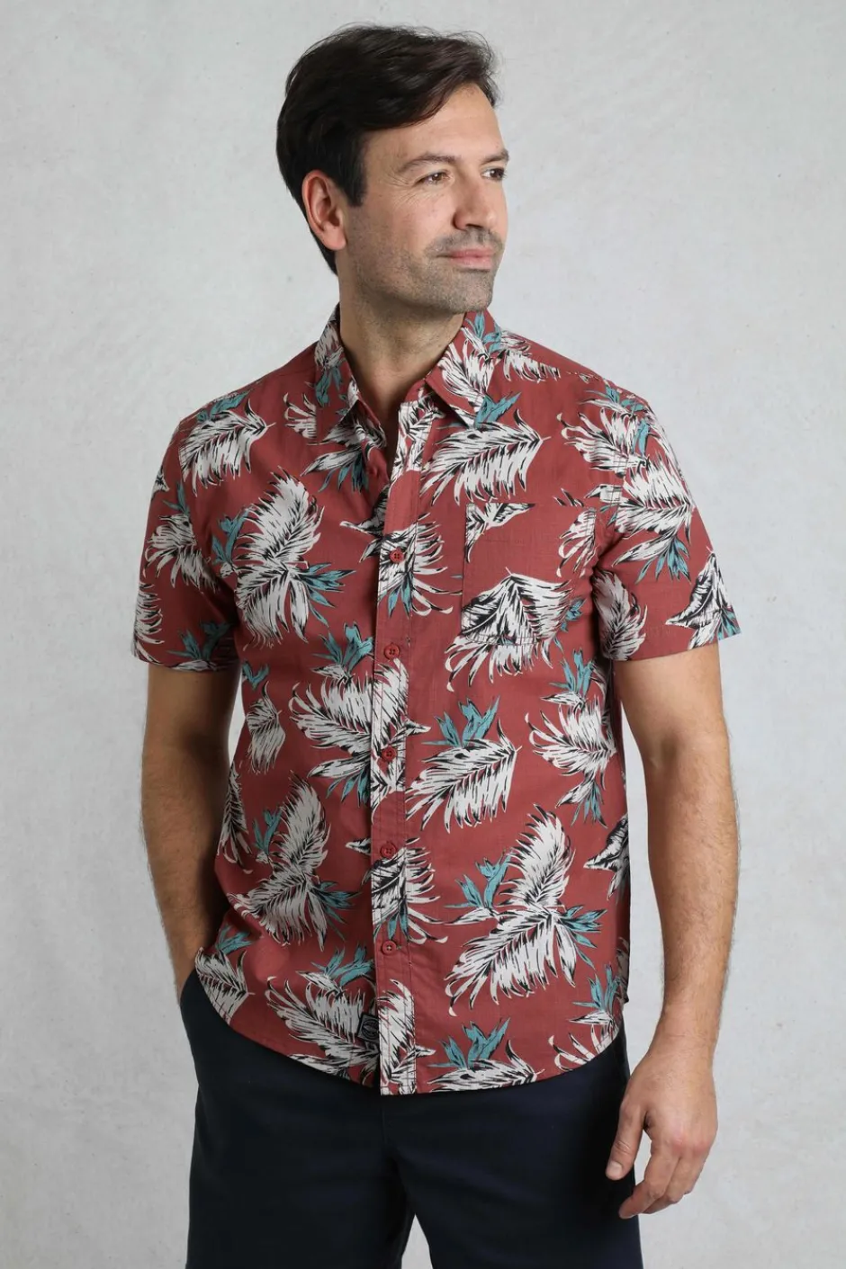 Weird Fish Shirts|Faraway Organic Cotton Printed Shirt Paprika