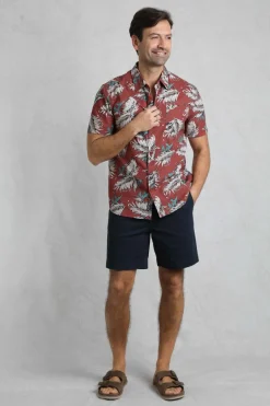 Weird Fish Shirts|Faraway Organic Cotton Printed Shirt Paprika
