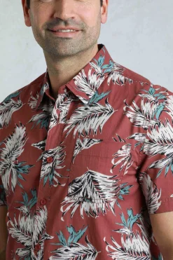 Weird Fish Shirts|Faraway Organic Cotton Printed Shirt Paprika
