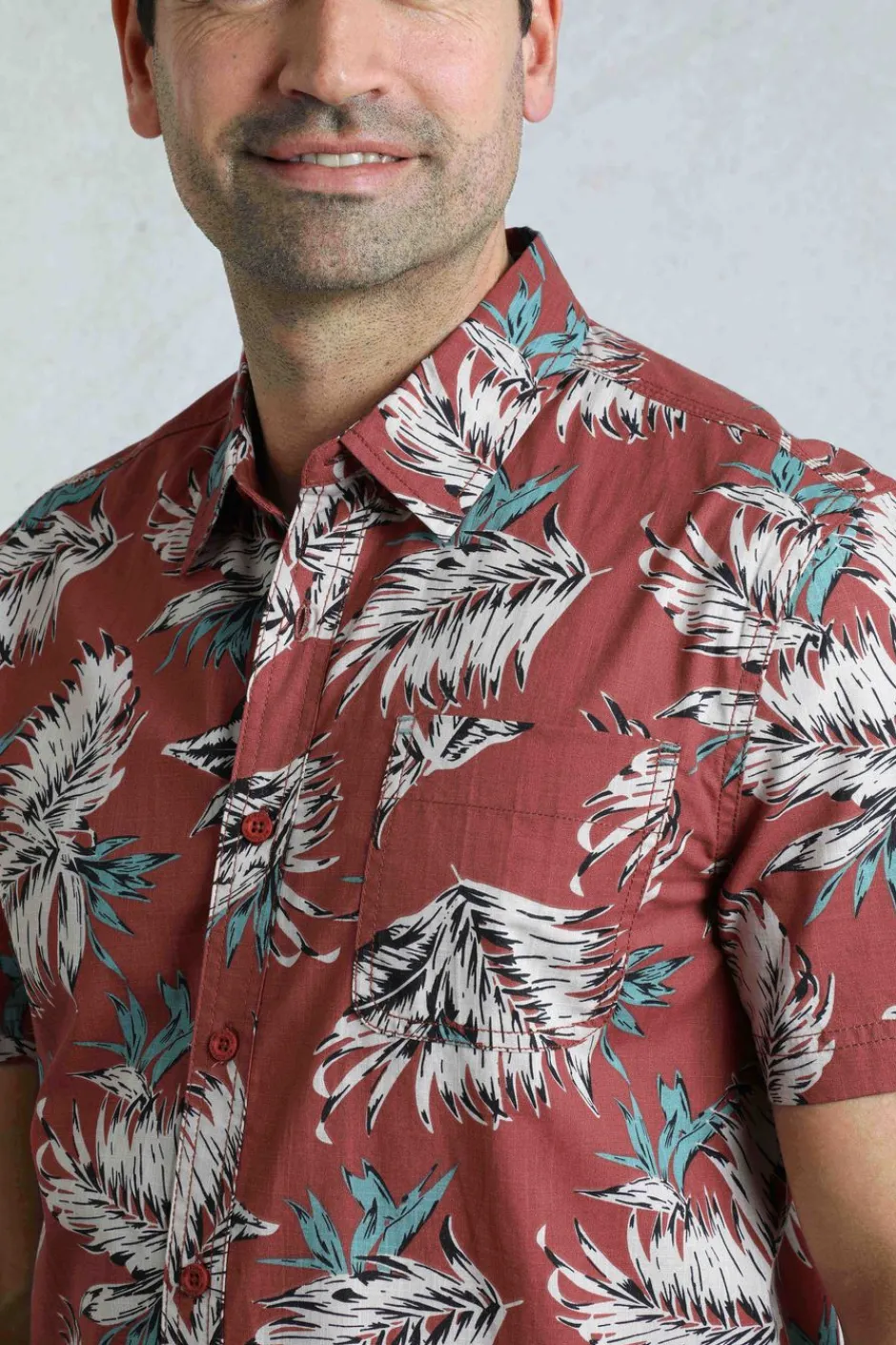 Weird Fish Shirts|Faraway Organic Cotton Printed Shirt Paprika