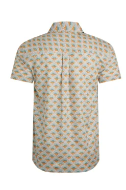 Weird Fish Shirts|Faraway Organic Cotton Printed Shirt Caramel