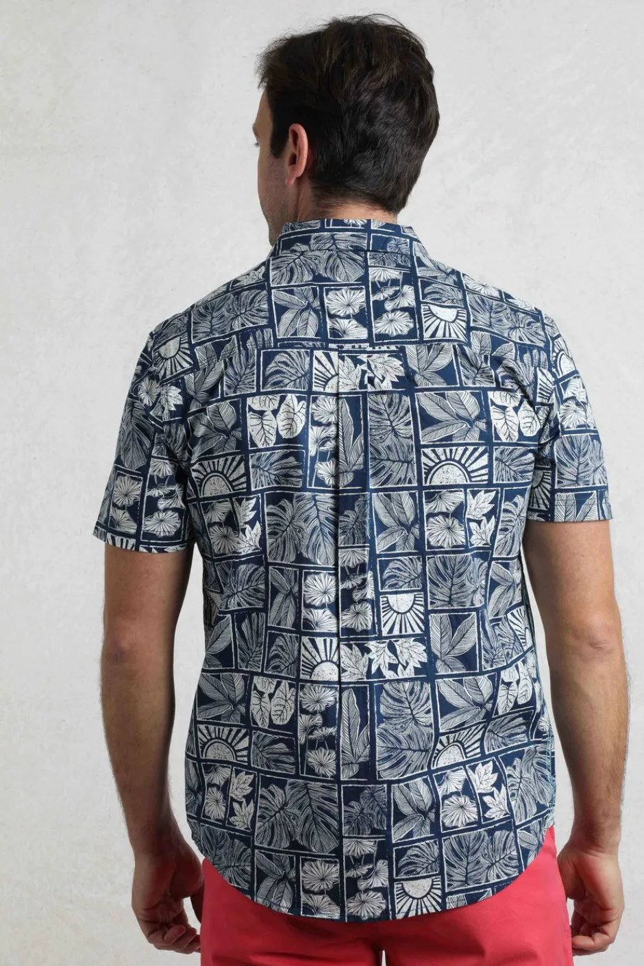 Weird Fish Shirts|Faraway Organic Cotton Printed Shirt Estate blue