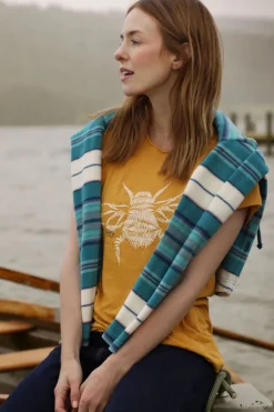 Weird Fish Tunics|Tops & T-Shirts|Fern Bee Organic Cotton Front Print Graphic T-Shirt Deep Amber