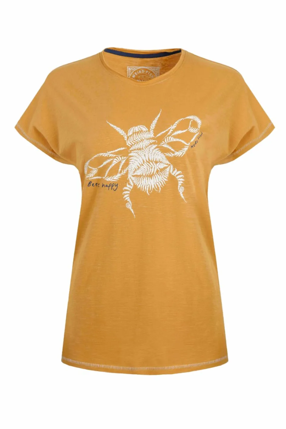 Weird Fish Tunics|Tops & T-Shirts|Fern Bee Organic Cotton Front Print Graphic T-Shirt Deep Amber