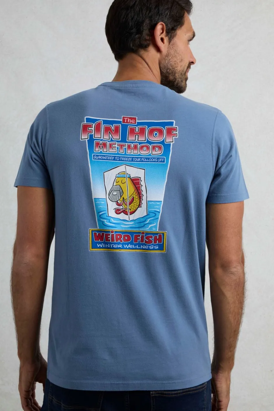 Weird Fish T-Shirts|Fin Hof Back Print Artist T-Shirt Mid Blue