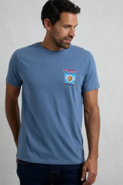 Weird Fish T-Shirts|Fin Hof Back Print Artist T-Shirt Mid Blue
