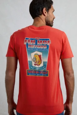 Weird Fish T-Shirts|Fin Hof Back Print Artist T-Shirt Retro Red