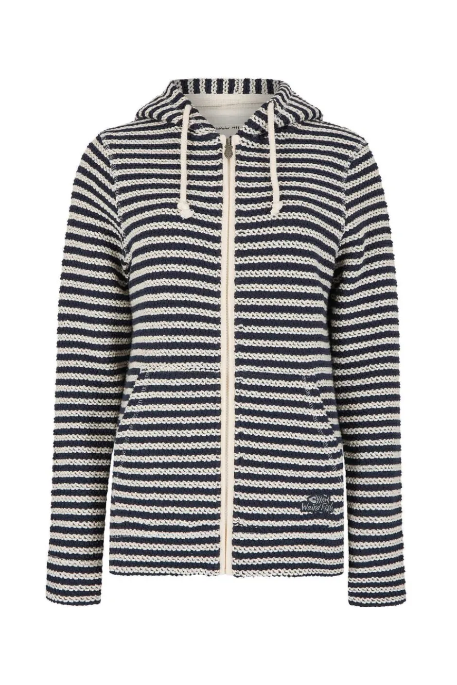 Weird Fish Sweatshirts & Hoodies|Fisher Full Zip Stripe Eco Macaroni Hoodie Ecru