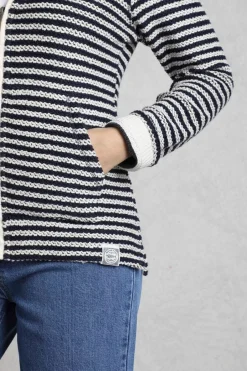 Weird Fish Sweatshirts & Hoodies|Fisher Full Zip Stripe Eco Macaroni Hoodie Ecru