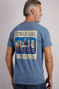 Weird Fish T-Shirts|Fleetwood Quack Back Print Artist T-Shirt Mid Blue