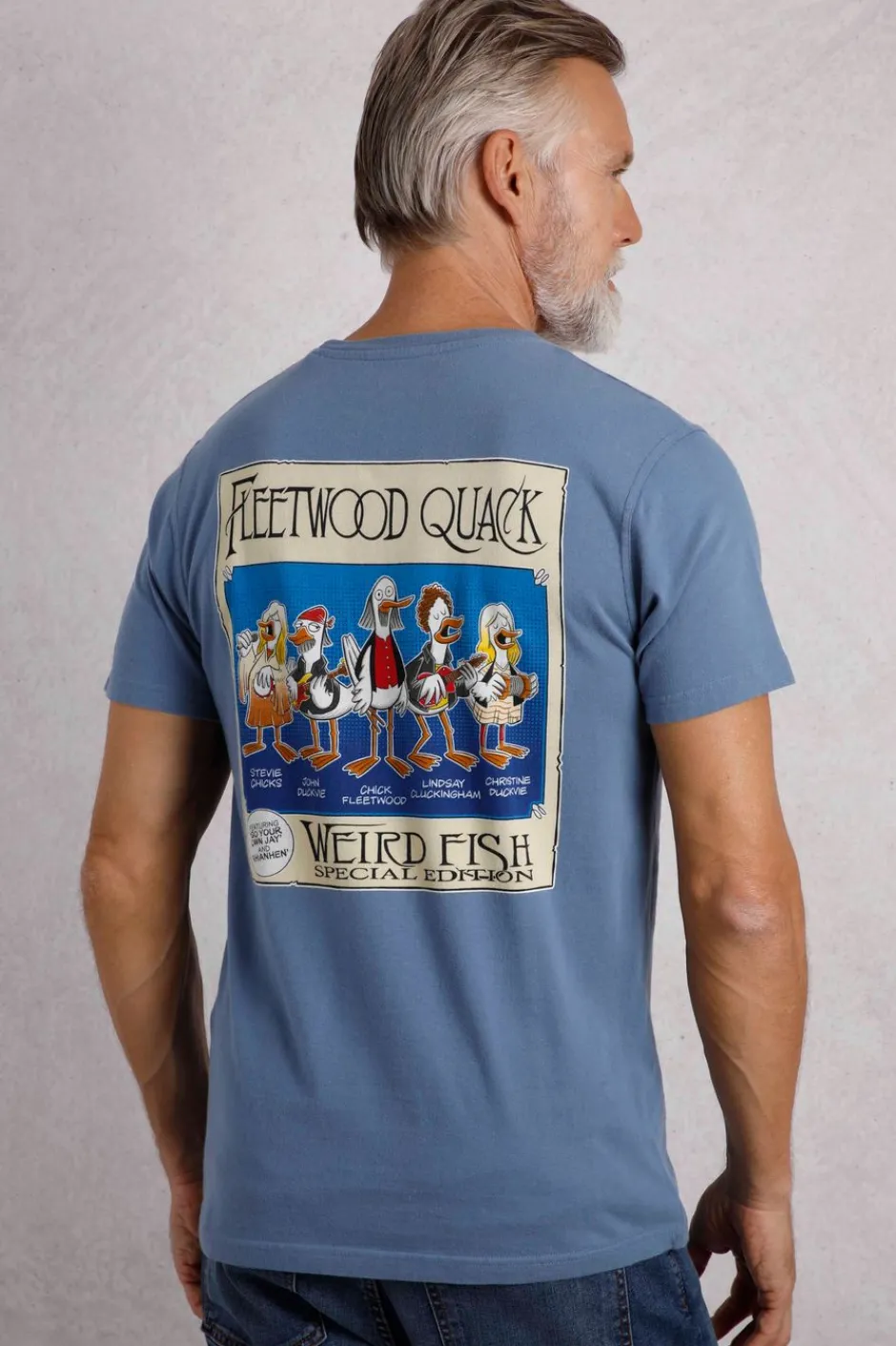 Weird Fish T-Shirts|Fleetwood Quack Back Print Artist T-Shirt Mid Blue