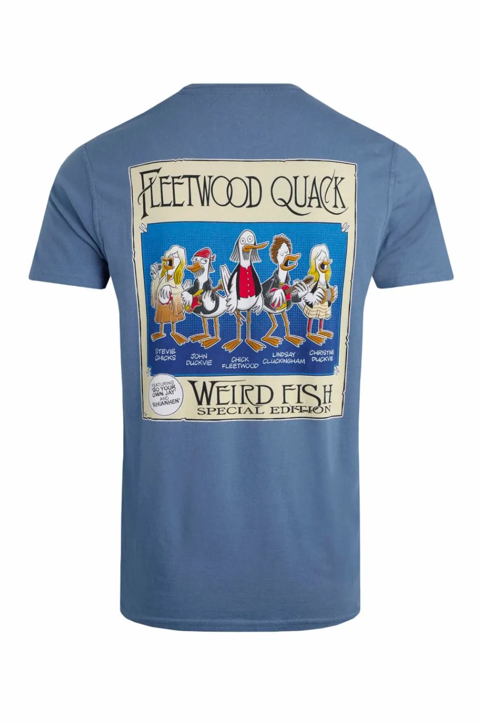Weird Fish T-Shirts|Fleetwood Quack Back Print Artist T-Shirt Mid Blue