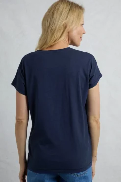 Weird Fish Tunics|Tops & T-Shirts|Fly Free Organic Cotton Slub Graphic T-Shirt Dark Blue