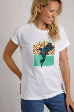 Weird Fish Tunics|Tops & T-Shirts|Fly Free Organic Cotton Slub Graphic T-Shirt White