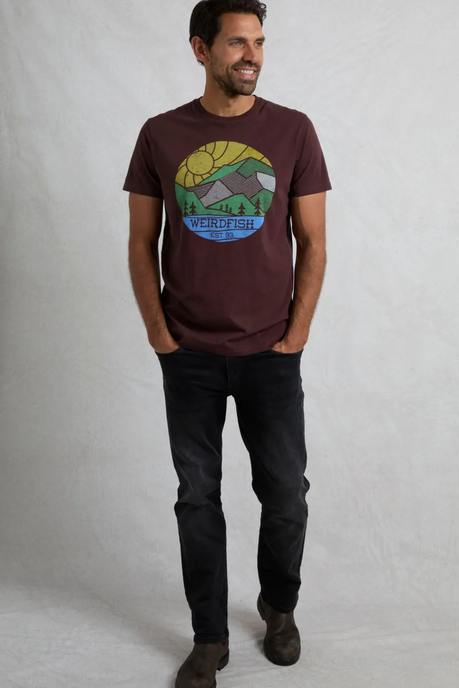 Weird Fish T-Shirts|Foothills Organic Cotton Front Print T-Shirt Mulled Wine
