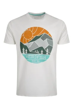 Weird Fish T-Shirts|Foothills Organic Cotton Front Print T-Shirt Dusty White