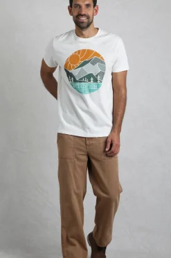 Weird Fish T-Shirts|Foothills Organic Cotton Front Print T-Shirt Dusty White