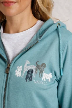 Weird Fish Sweatshirts & Hoodies|Franchises Dog Print Eco Graphic Full Zip Hoodie Mineral Blue