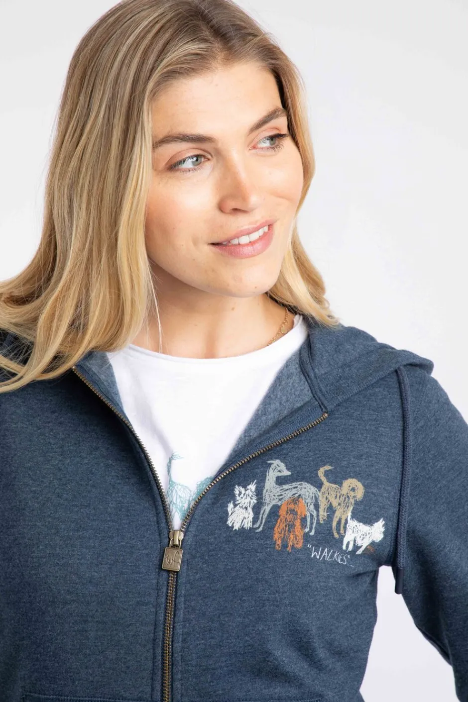 Weird Fish Sweatshirts & Hoodies|Franchises Dog Print Eco Graphic Full Zip Hoodie Navy