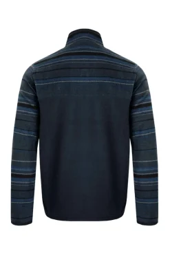 Weird Fish Fleece|Gilbert 1/4 Zip Striped Microfleece Navy