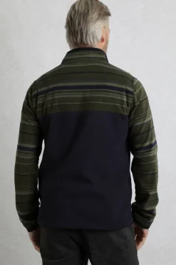 Weird Fish Fleece|Gilbert 1/4 Zip Striped Microfleece Fir Green