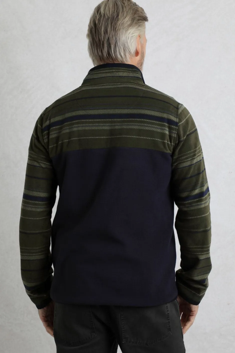 Weird Fish Fleece|Gilbert 1/4 Zip Striped Microfleece Fir Green